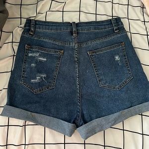 EZwear Ripped Roll Up Hem Denim Shorts